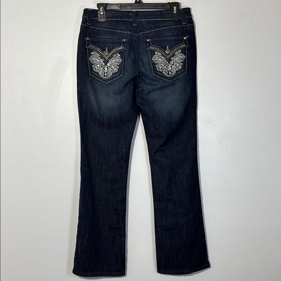 Nine West Jeans Blue Dark Wash Boot Cut w/ Back Pocket Bling in Size 6/28 NWT - Picture 6 of 13